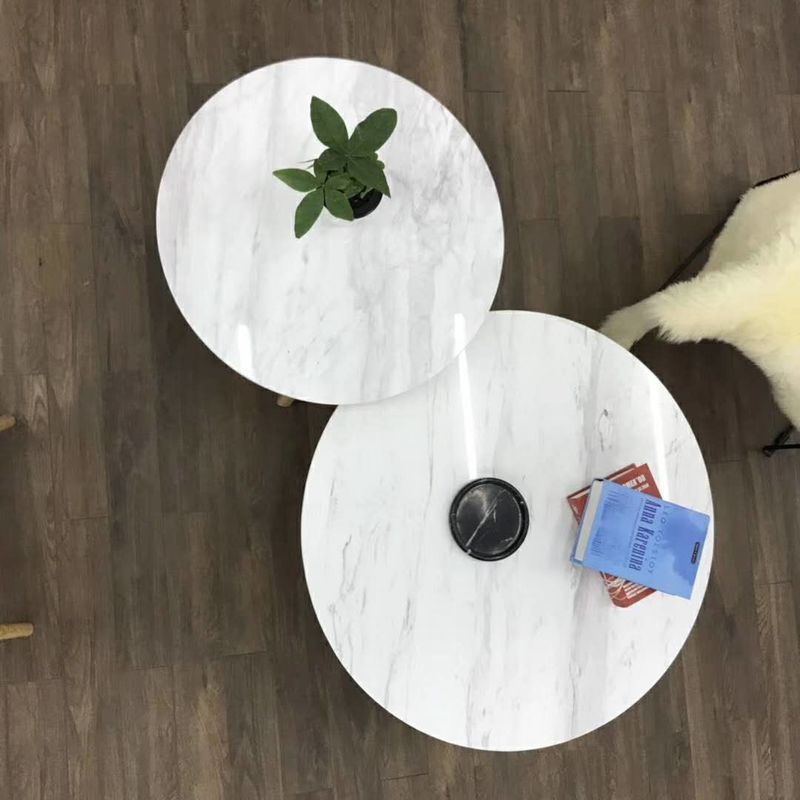 Wohnzimmer-runde speisende Tischplatten Marmorsteincountertops mit Metallfuß