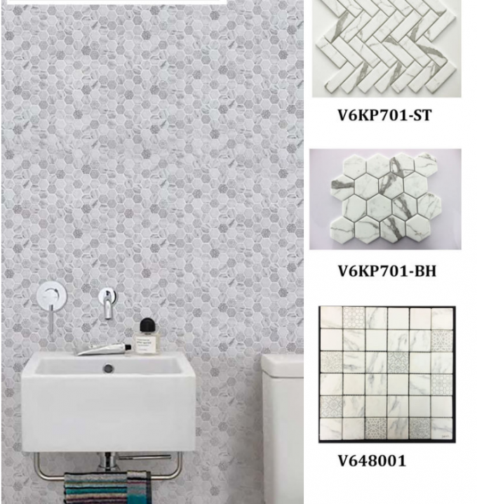 Weiße Cararra-Marmor-Mosaik-Fliesen-Fischgräte formte 31 x 98 x 6mm der