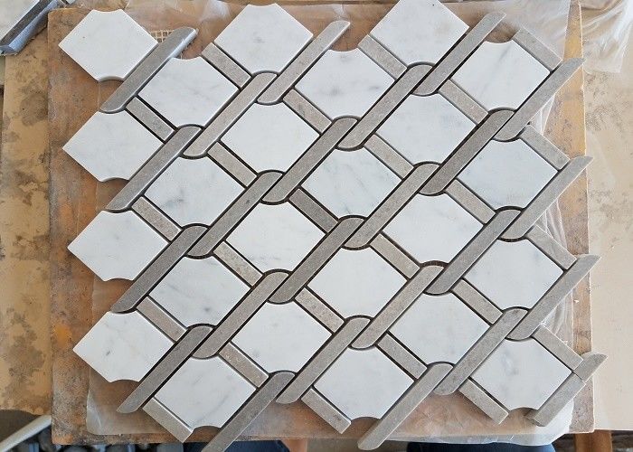 Mosic Fliese 10mm des weißen Marmorhexagons Stärke für Badezimmer/Küche